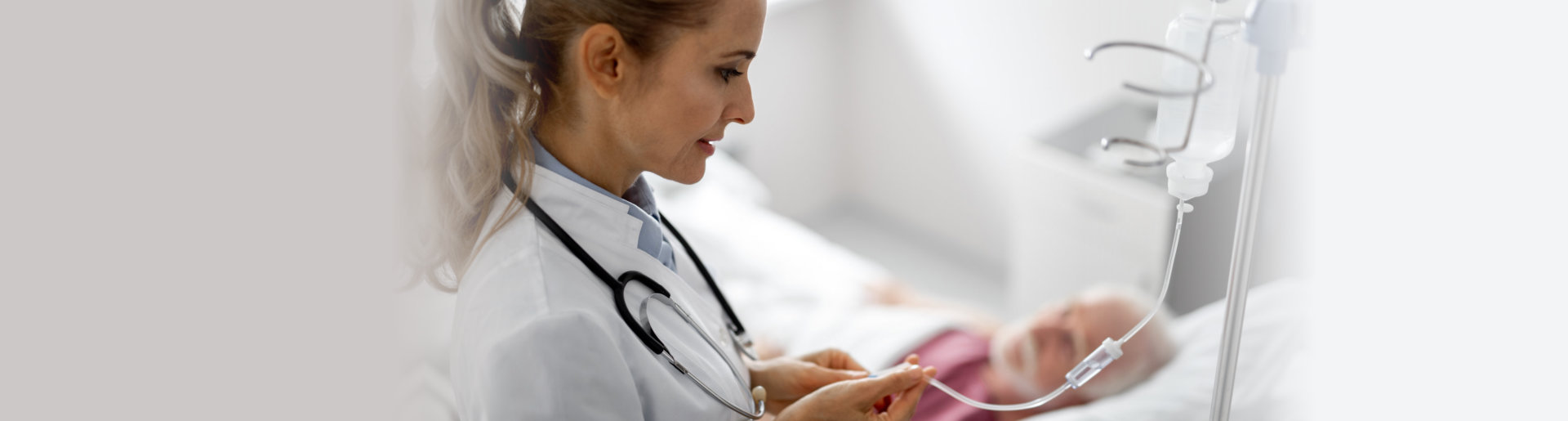 nurse checking the dextrose